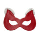 Красная маска из натуральной кожи с белым мехом на ушках (красный с белым)