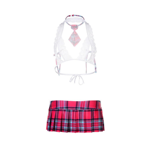 Костюм школьницы (розовая шотландка|S-M-L)