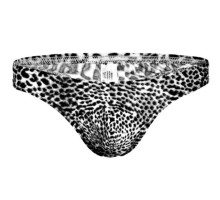 Мужские трусы-тонги с серым леопардовым принтом (серый леопард|XL)