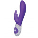 Фиолетовый вибромассажёр с клиторальным отростком и отделанной стразами рукоятью The Classic Rabbit - 22 см. (фиолетовый)