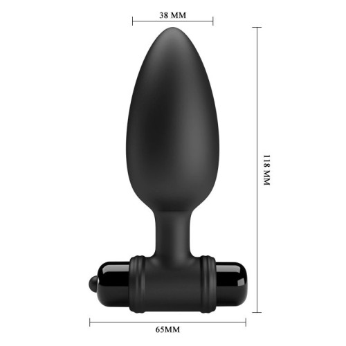 Черная анальная пробка с вибропулей - 11,8 см. (черный)