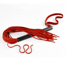 Красная велюровая плеть MIX с черной рукоятью - 47 см. (красный с черным)