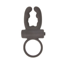 Чёрное эрекционное кольцо с вибрацией и рожками Sex Expert (черный)