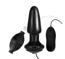 Надувная вибрирующая анальная пробка  Inflatable Vibrating Butt Plug - 10,2 см. (черный)