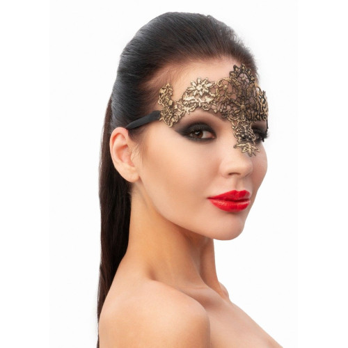 Стильная золотистая женская карнавальная маска (золотистый)