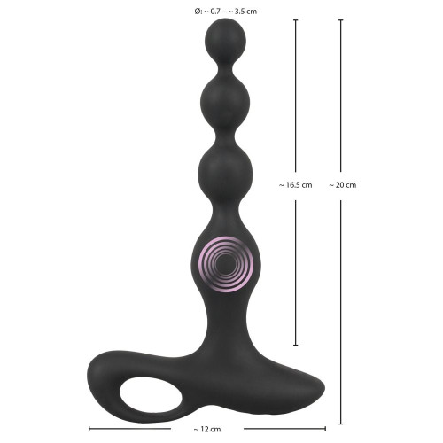 Черная анальная цепочка с вибрацией Rechargeable Anal Beads - 20 см. (черный)