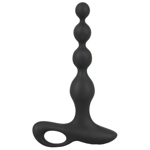 Черная анальная цепочка с вибрацией Rechargeable Anal Beads - 20 см. (черный)
