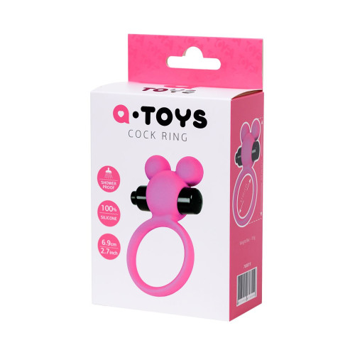 Розовое виброкольцо на пенис A-Toys (розовый)