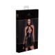 Короткое платье из кружева со вставками из wet-look материала Short tulle dress Powerwetlook inserts and corset binding (черный|L)
