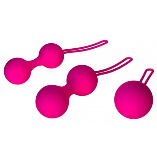 Набор из 3 вагинальных шариков Кегеля розового цвета (розовый)