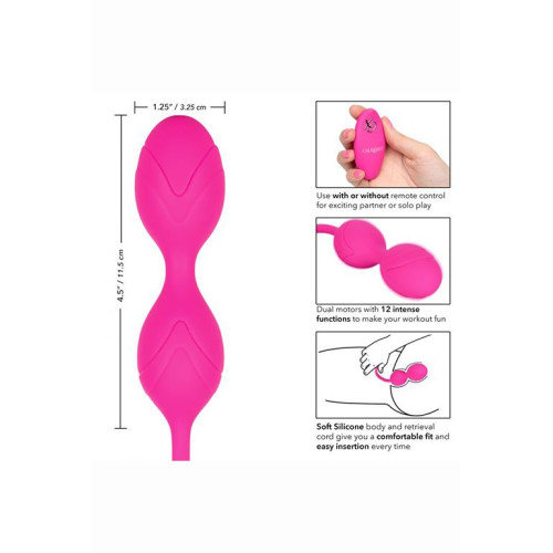 Розовые вагинальные шарики с ДУ и функцией памяти Remote Dual Motor Kegel System (розовый)