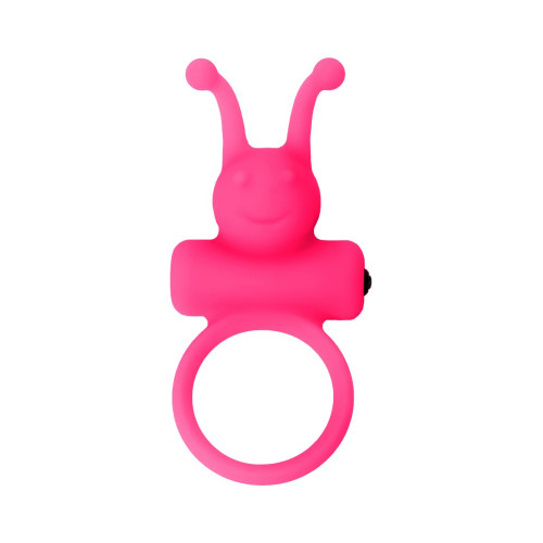 Розовое эрекционное виброкольцо на пенис Eromantica (розовый)