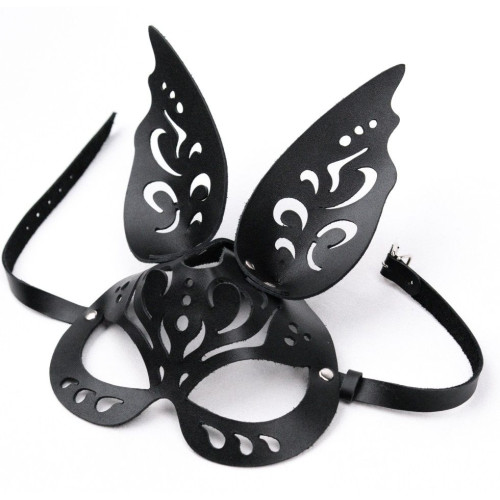 Черная ажурная маска  Зайка  с ушками (черный)