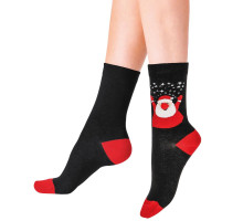 Новогодние хлопковые носки с Сантой (черный|S-M-L)