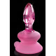 Розовая стеклянная пробка Icicles №90 с силиконовой присоской - 8 см. (розовый)