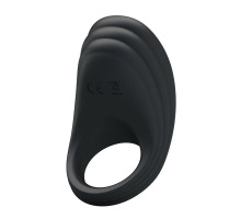 Чёрное перезаряжаемое эрекционное кольцо с вибрацией (черный)