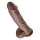 Большой коричневый фаллоимитатор с мошонкой 10  Cock with Balls на присоске - 25,4 см. (коричневый)