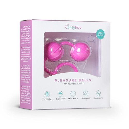 Розовые вагинальные шарики с ребрышками Roze Love Balls (розовый)