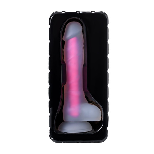Прозрачно-розовый фаллоимитатор, светящийся в темноте, Tony Glow - 20 см. (розовый)