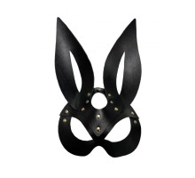Черная кожаная маска зайки Miss Bunny (черный)