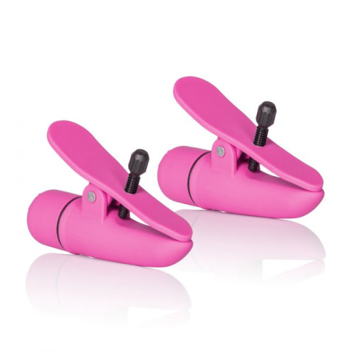 Розовые зажимы на соски с вибрацией Nipple Play Nipplettes (розовый)