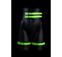 Набор для бондажа Thigh Cuffs with Belt and Handcuffs - размер L-XL (черный с зеленым|L-XL)