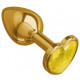 Золотистая анальная втулка с желтым кристаллом-сердечком - 7 см. (желтый)