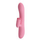 Розовый вибратор-кролик Chris с клиторальной щеточкой - 20,5 см. (розовый)