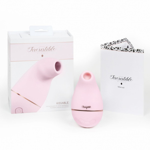 Розовый клиторальный вакуум-волновой массажер Irresistible Kissable (розовый)