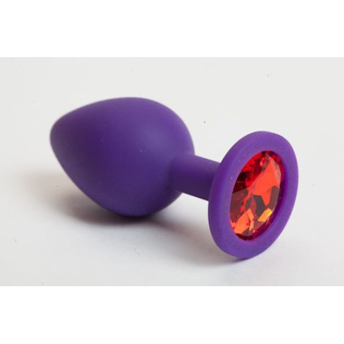 Фиолетовая силиконовая пробка с красным кристаллом - 9,5 см. (красный)
