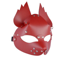Красная кожаная маска  Белочка (красный)