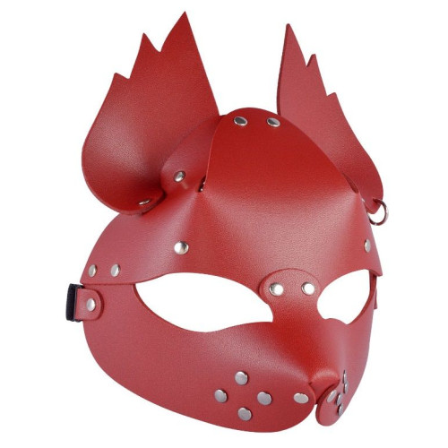 Красная кожаная маска  Белочка (красный)