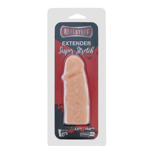 Телесная реалистичная насадка на пенис SUPER STRETCH EXTENDER 4INCH - 10 см. (телесный)