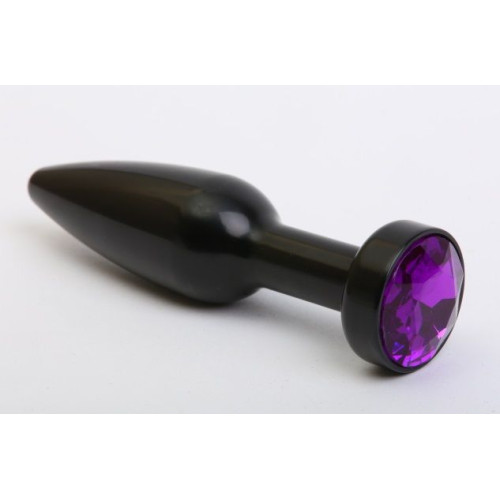 Чёрная удлинённая пробка с фиолетовым кристаллом - 11,2 см. (фиолетовый)
