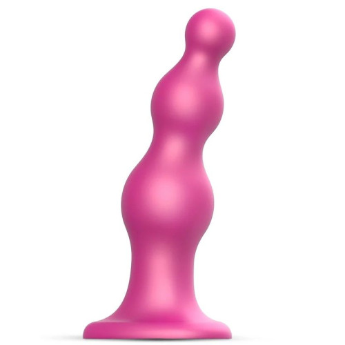 Розовая насадка Strap-On-Me Dildo Plug Beads size S (розовый)
