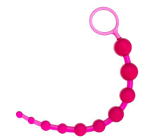 Розовая анальная цепочка из 10 шариков - 30 см. (розовый)