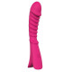 Розовый перезаряжаемый вибратор с ребрышками NAUGHTY BARONESS - 12,5 см. (розовый)