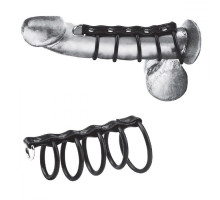 Хомут на пенис с 5 резиновыми кольцами 5 Ring Rubber Gates Of Hell With Lead (черный)