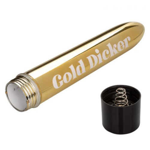 Золотистый классический вибратор Naughty Bits Gold Dicker Personal Vibrator - 19 см. (золотистый)