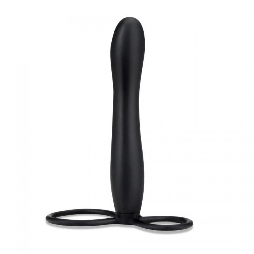 Черная насадка на пенис для двойной стимуляции Mojo BlackJack - 15 см. (черный)