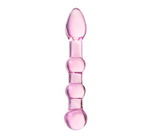 Розовый фаллоимитатор-ёлочка из прозрачного стекла - 18 см. (розовый)