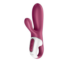 Малиновый вибратор-кролик Hot Bunny с функцией нагрева - 17,5 см. (малиновый)