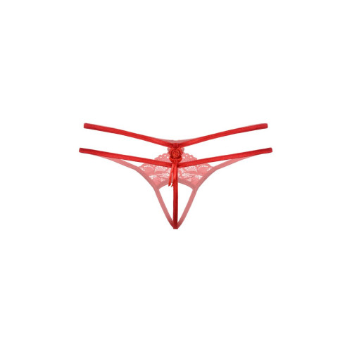 Женские трусики с кружевным рисунком и прорезью (красный|S-M-L)