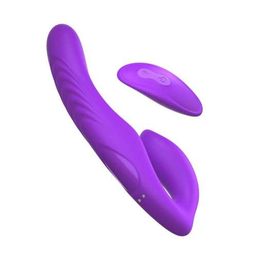 Фиолетовый безремневой вибрострапон с пультом Ultimate Strapless Strap-On - 22,22 см. (фиолетовый)