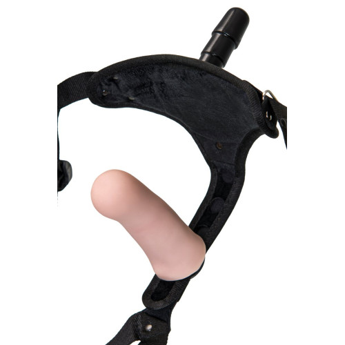 Женские трусики для страпона Emery c вагинальной пробкой (телесный с черным)