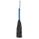 Черная многохвостая плеть-флоггер с синей ручкой - 40 см. (черный с синим)