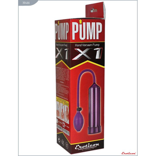 Фиолетовая вакуумная помпа Eroticon PUMP X1 с грушей (фиолетовый)