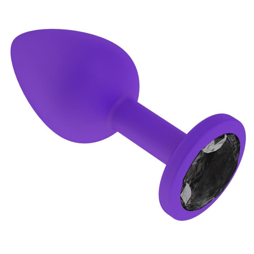 Фиолетовая силиконовая пробка с чёрным кристаллом - 7,3 см. (черный)