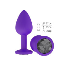 Фиолетовая силиконовая пробка с чёрным кристаллом - 7,3 см. (черный)