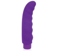 Фиолетовый изогнутый ребристый вибромассажер - 15 см. (фиолетовый)